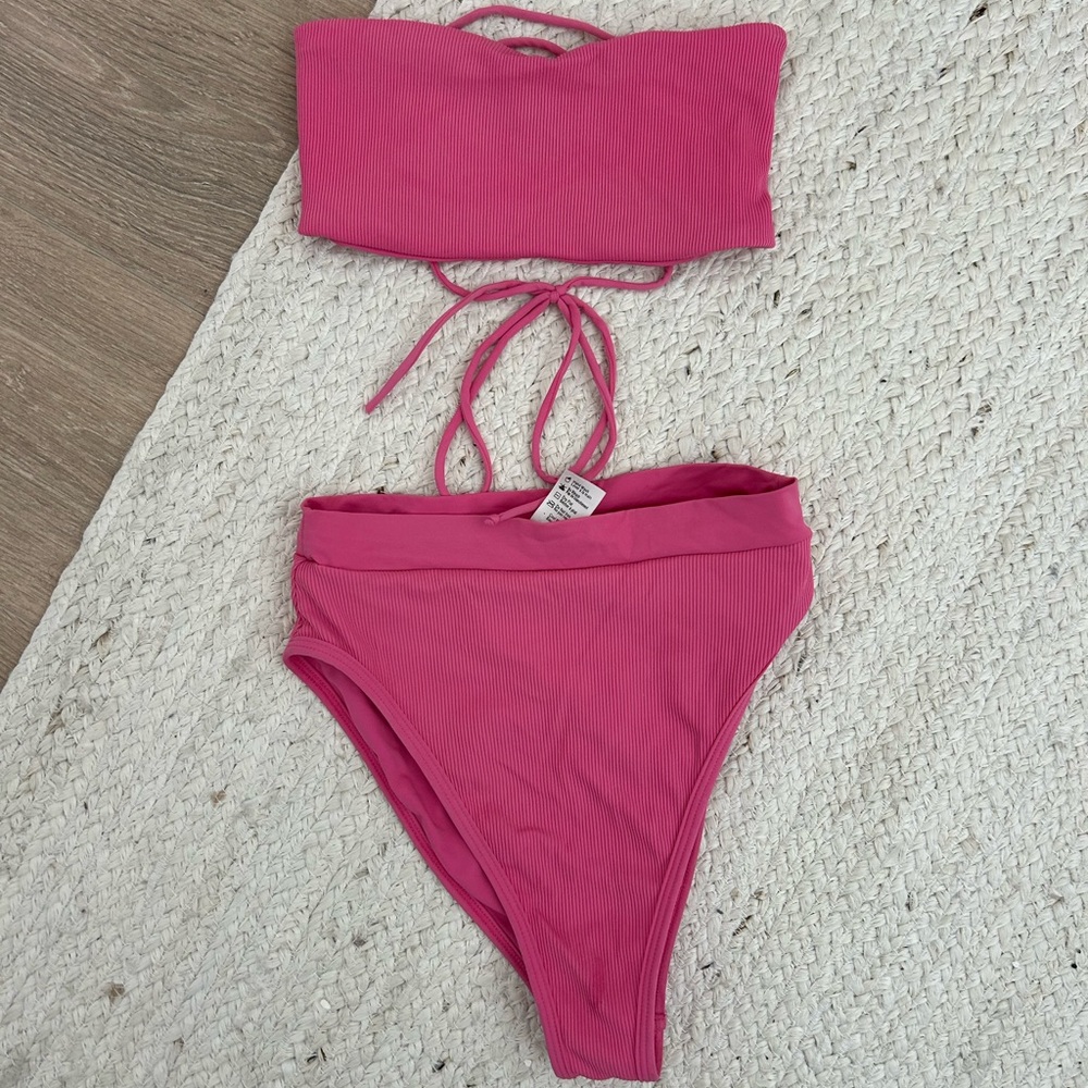 L Space ribbed bikini bubblegum pink